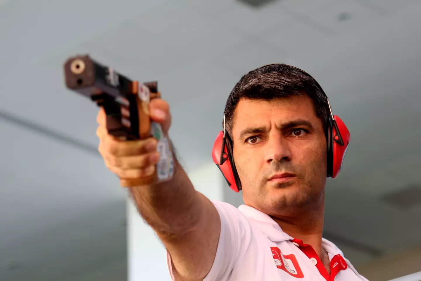 Yusuf Dikeç shocked viewers at the Olympics. (AA Team/Anadolu via Getty Images)