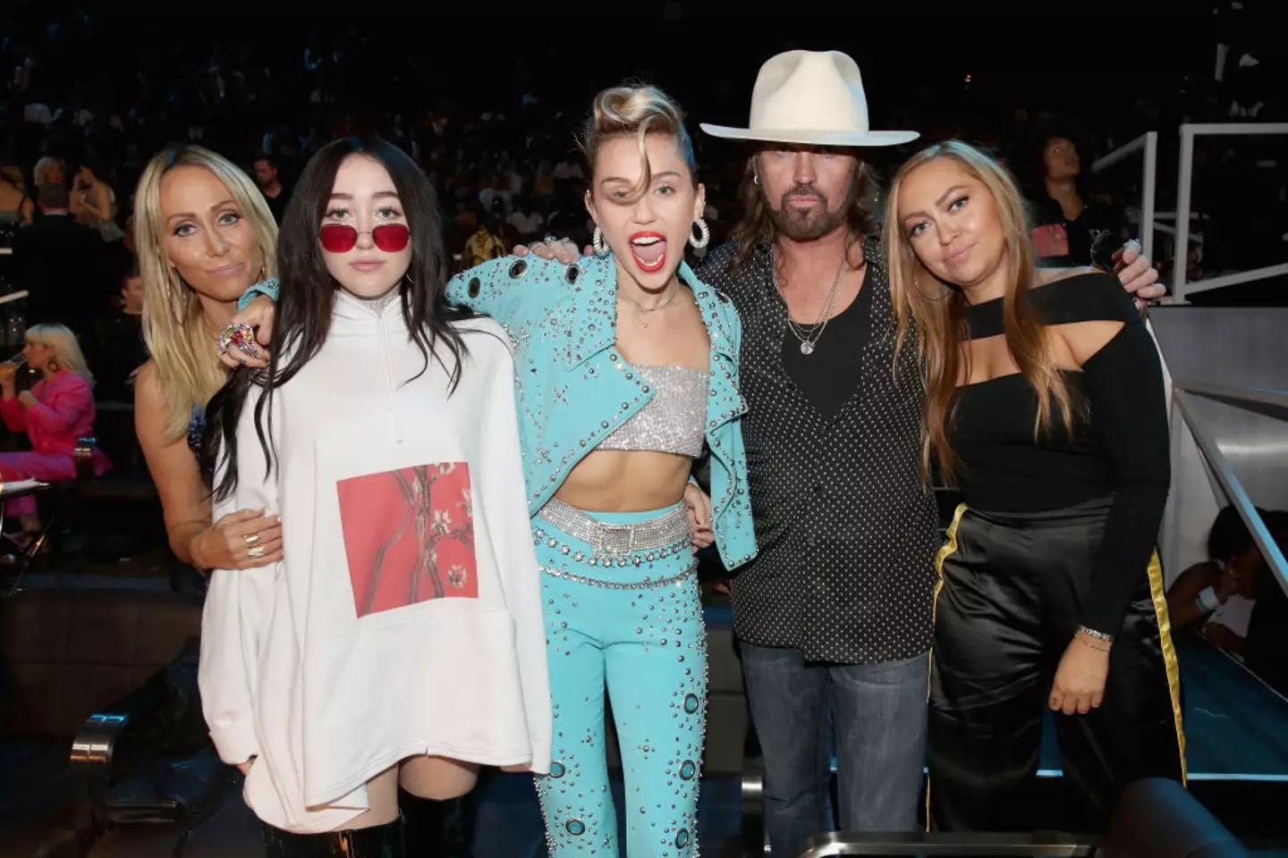 Tish, Noah, Miley, Billy Ray and Brandi pictured in 2017.