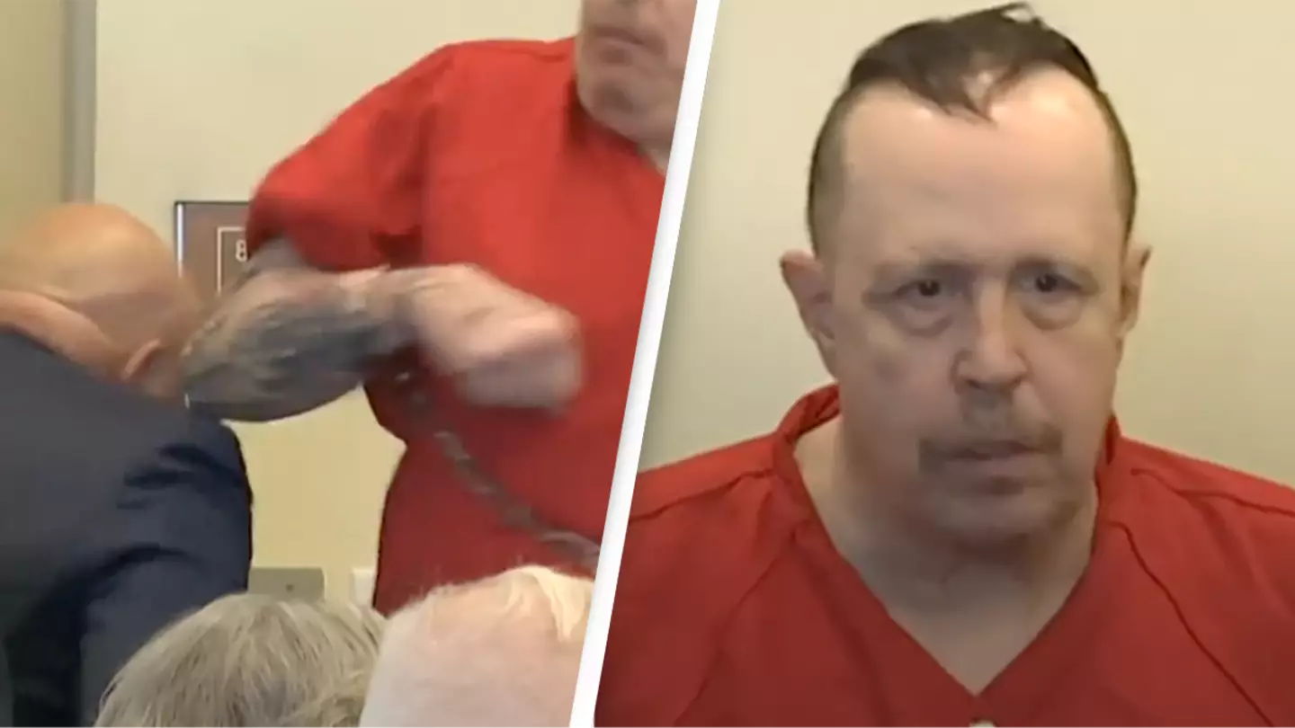 Murderer with 'killer' written on teeth elbows lawyer in face as he's sentenced to death