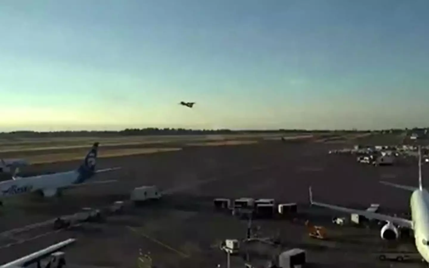 CCTV from the airport caught the moment the baggage handler took off in the stolen plane.