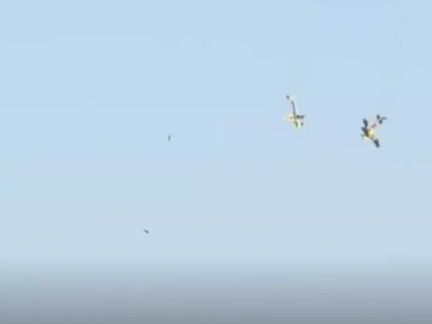The two planes almost collided after the stunt went horribly wrong.