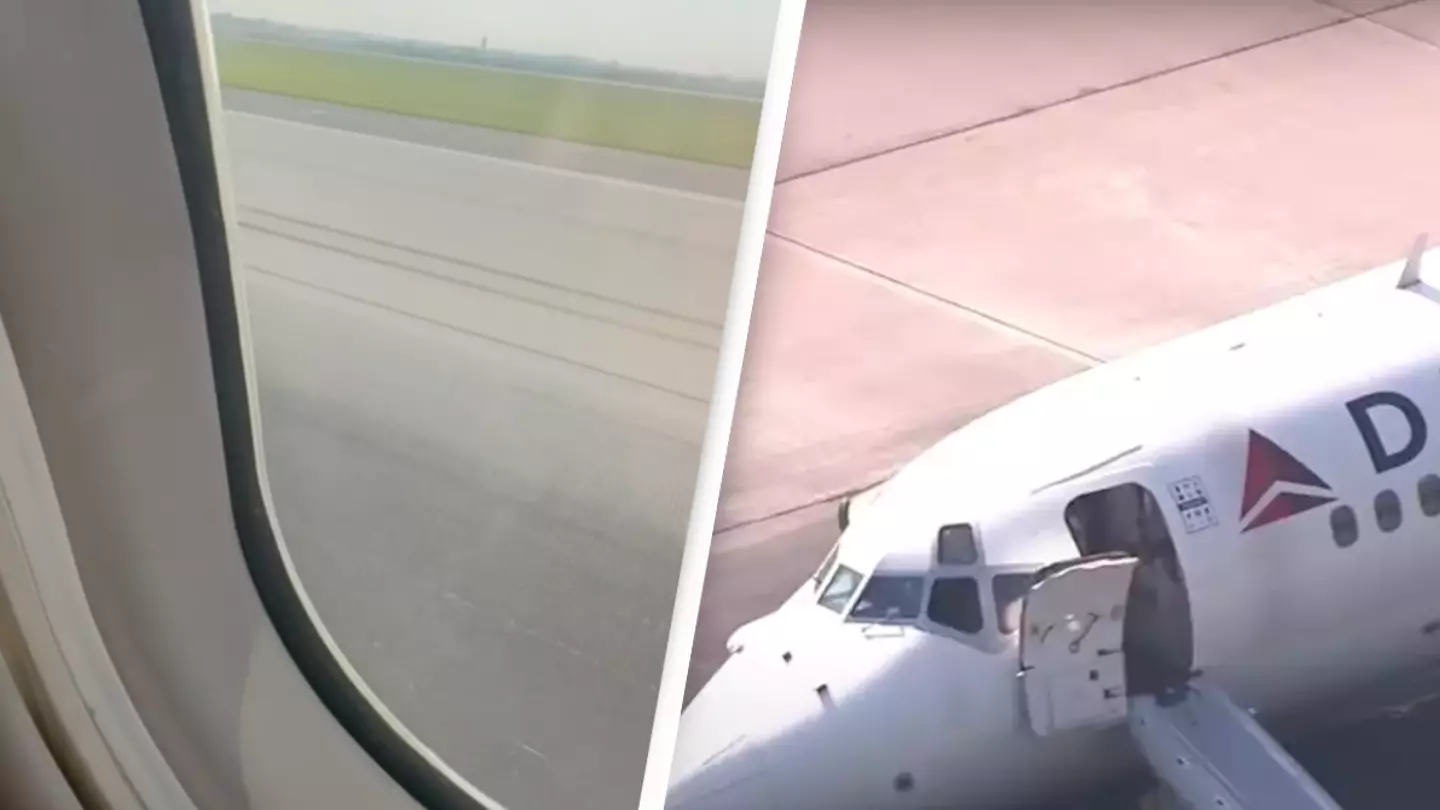Delta plane passenger captures moment plane touches down safely without front landing gear