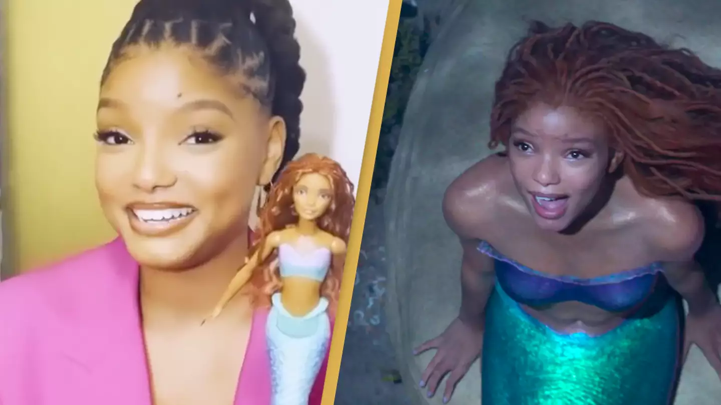 Halle Bailey holds back tears as she unveils a Little Mermaid doll that looks just like her