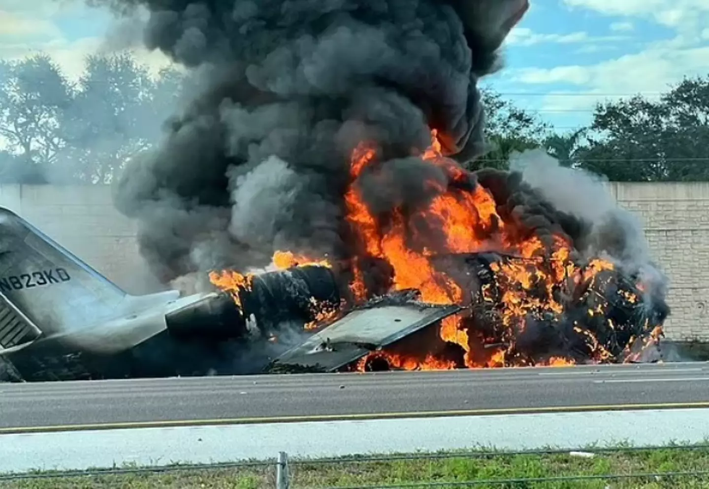 The plane wreckage was seen by passing motorists.