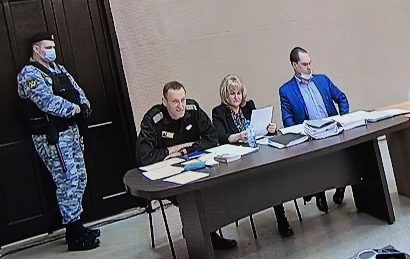 Alexei Navalny in court facing the recent charges.