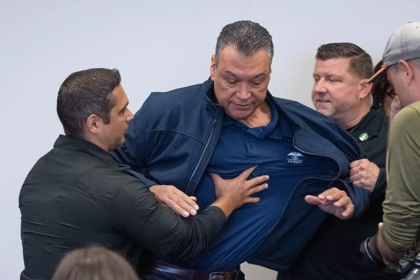The senator was handcuffed (David Crane/MediaNews Group/Los Angeles Daily News via Getty Images)