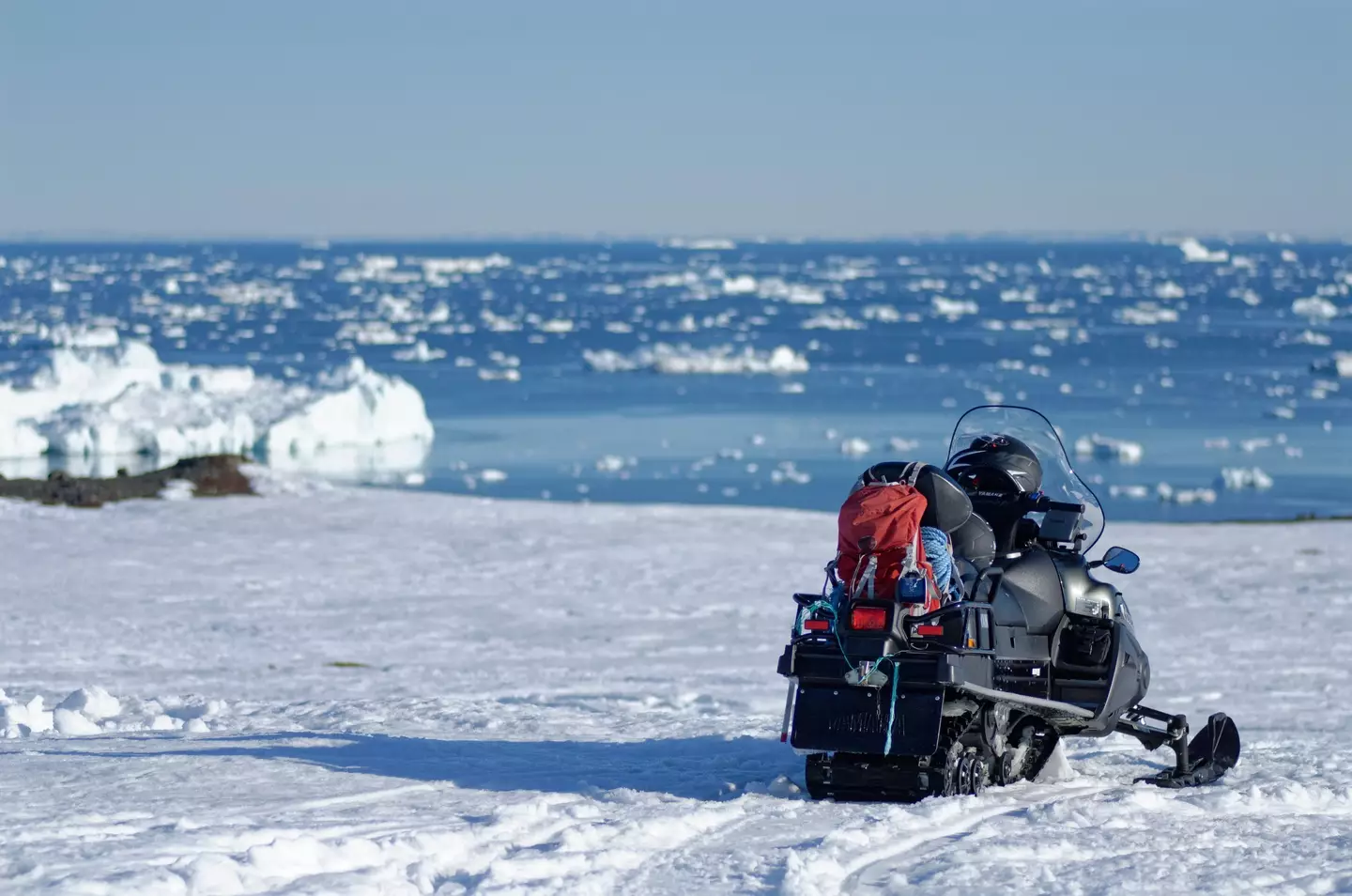 The man was stranded on a snowmobile.