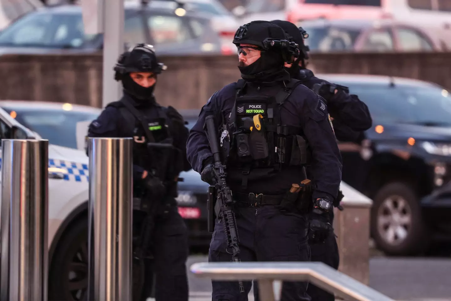 Armed police swarmed the scene (DAVID GRAY / AFP via Getty Images)