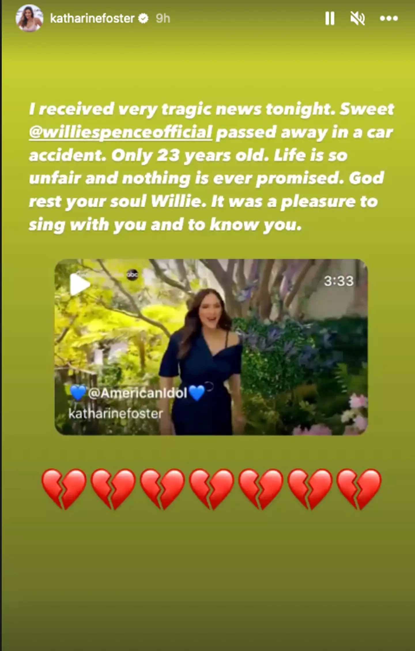 Singer Katharine McPhee has paid tribute.