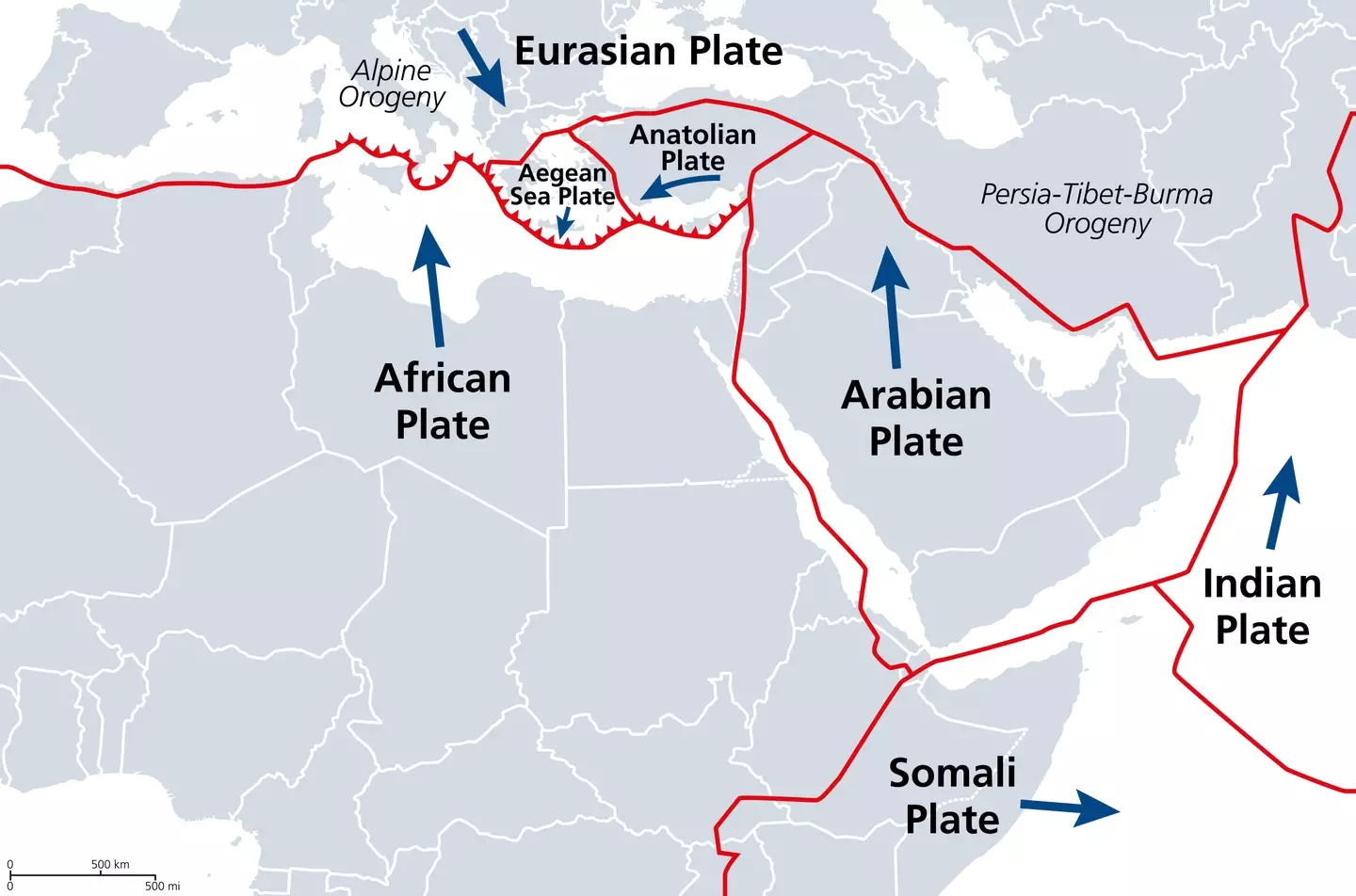 The crack resides on the borders of the boundaries of the African, Arabian and Somali tectonic plates.