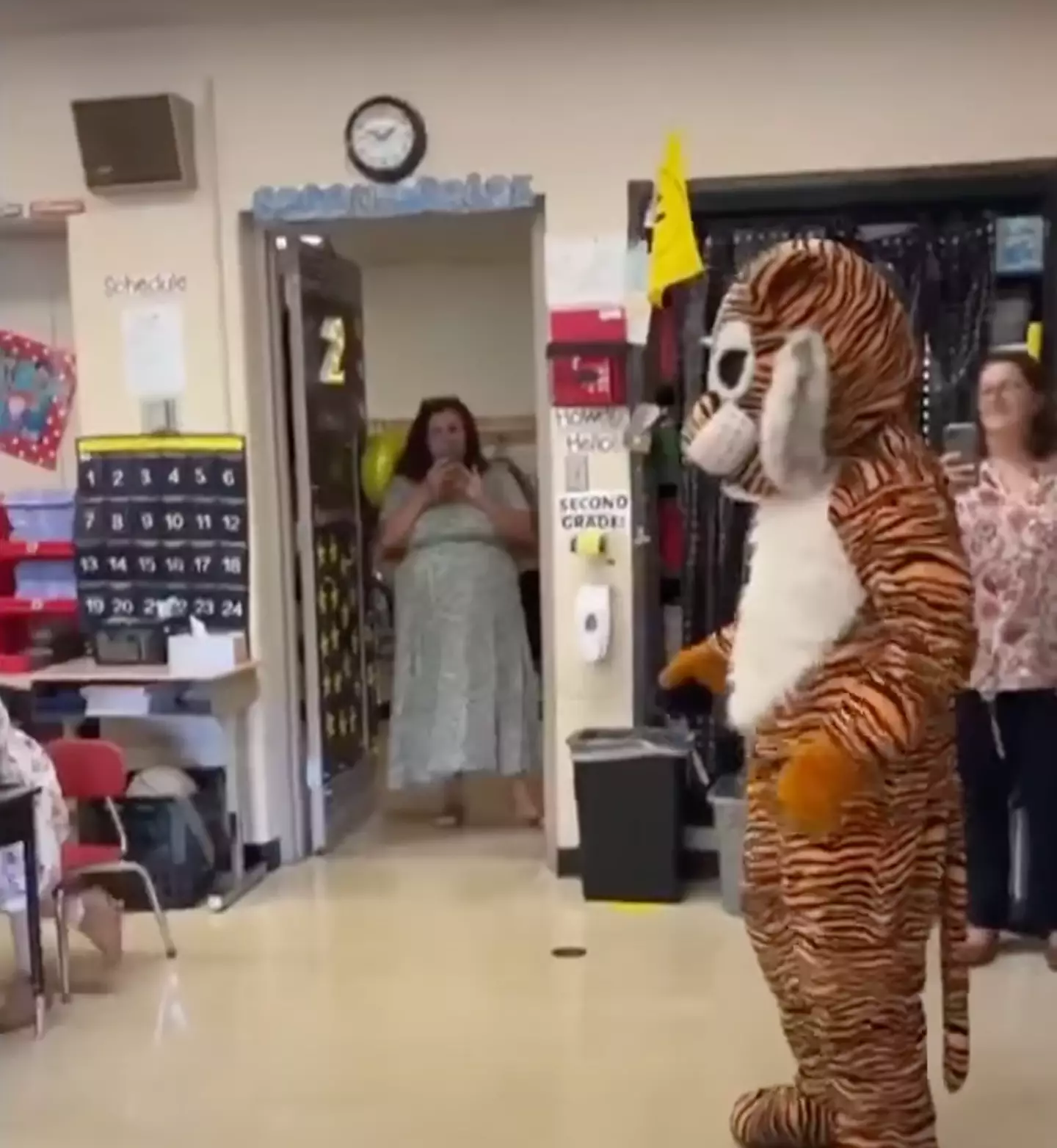 His dad turned up in the mascot costume.