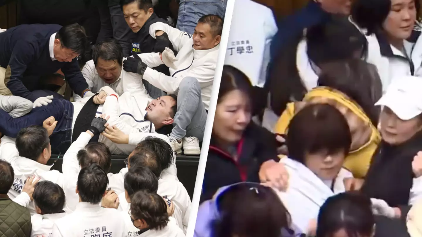 'Horrifying' video shows lawmakers getting into brawl in parliament over controversial bills that would 'damage democracy'