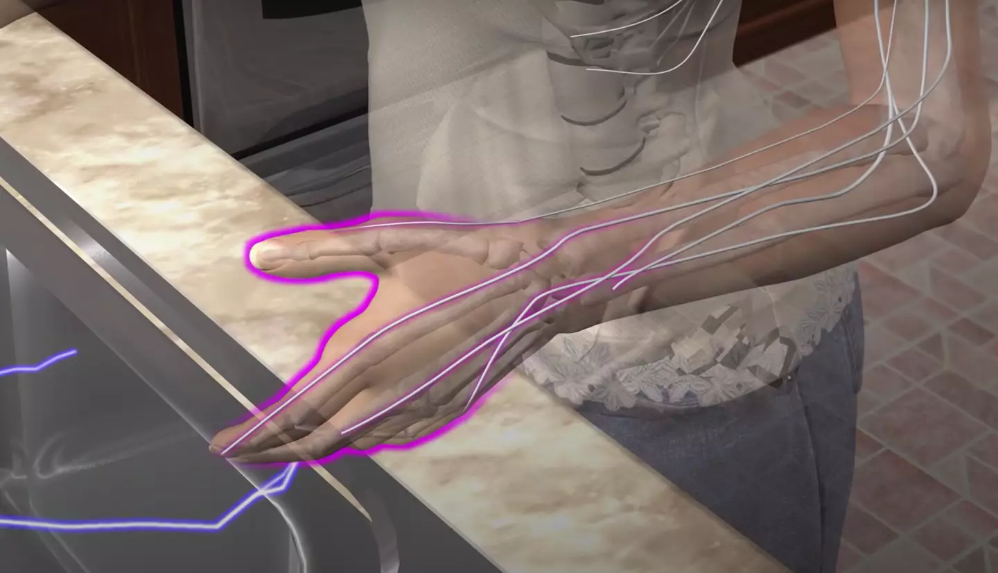 Kimberly was struck by lightning while doing the dishes.