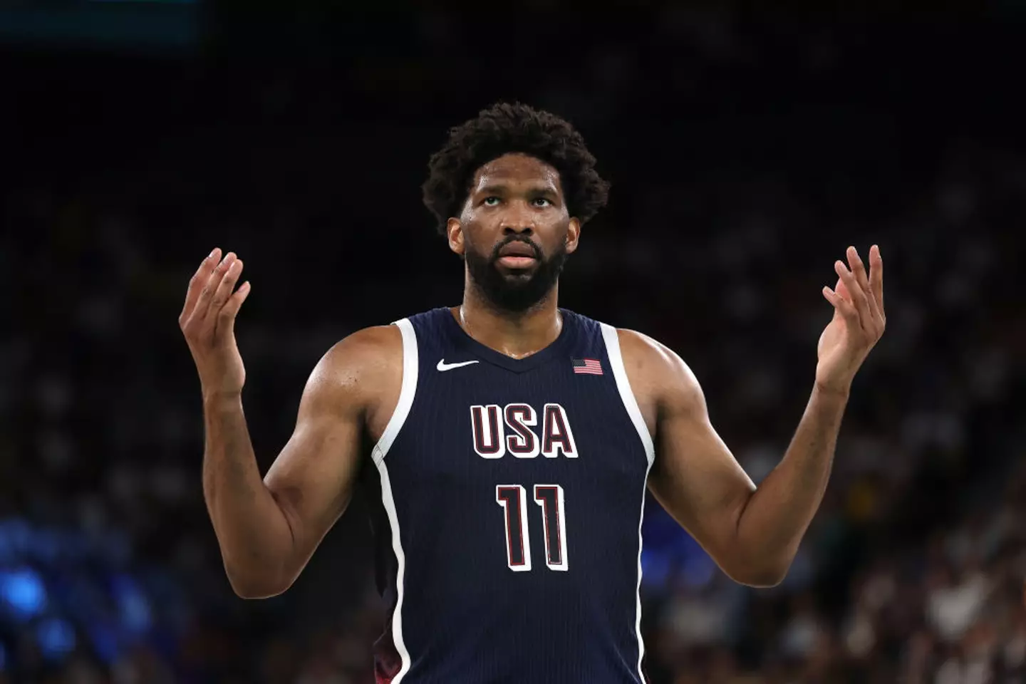 NBA star Joel Embiid of Team USA will face France in the Olympic basketball final tomorrow (August 10). (Jamie Squire/Getty Images)