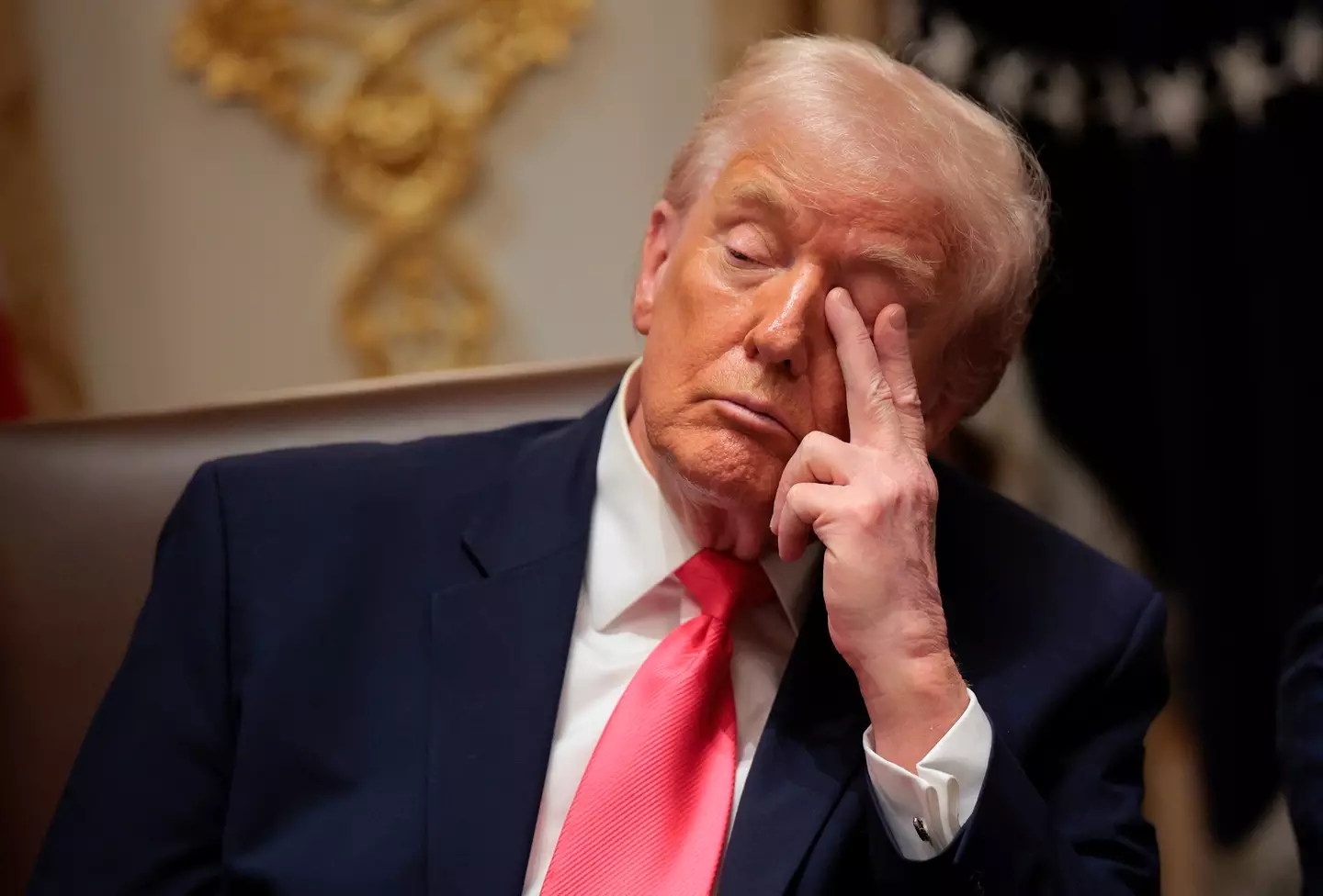 However as the meeting progressed, Trump appeared visibly tired and bored (Chip Somodevilla/Getty Images)