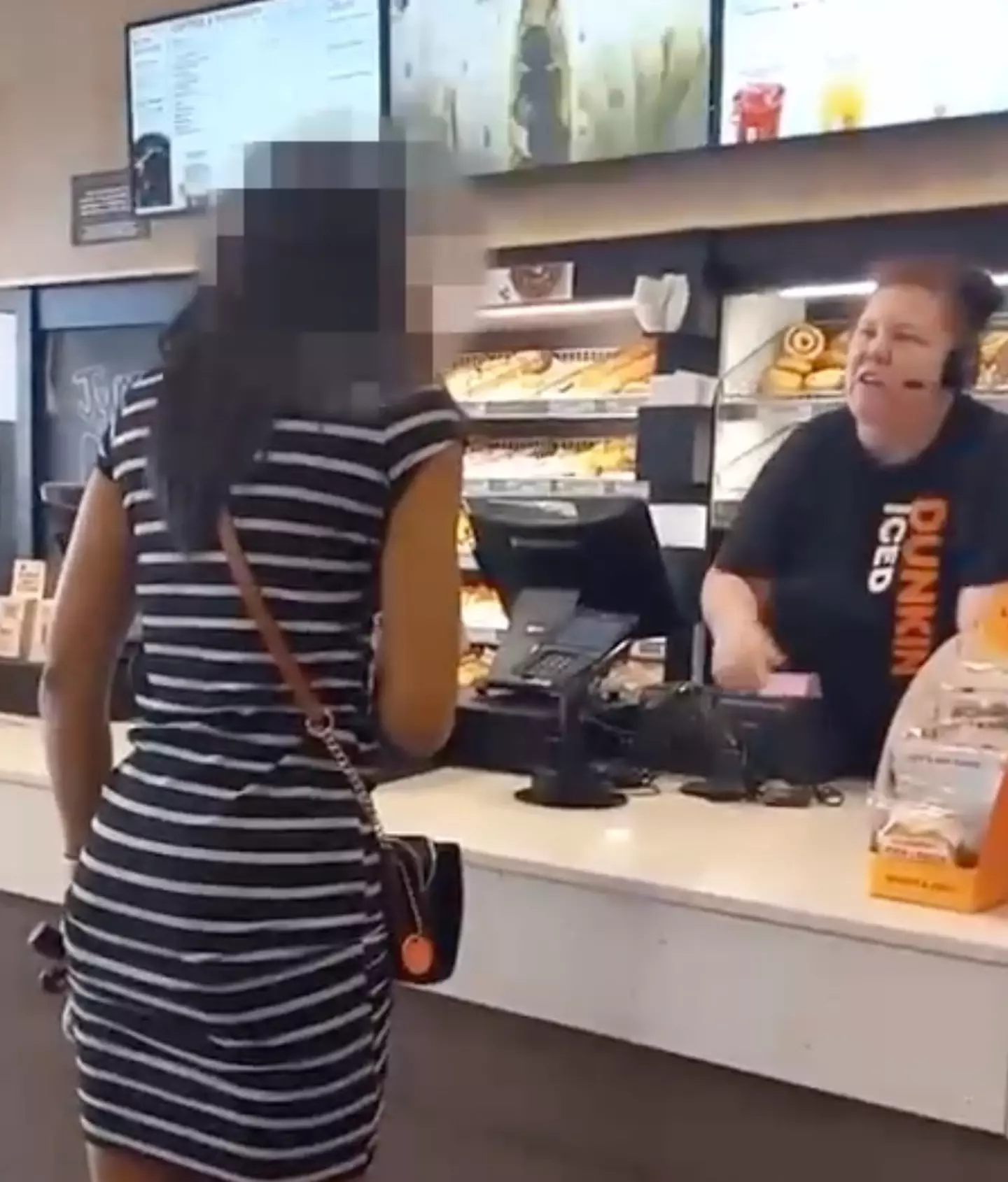 The customer went straight for the employee.
