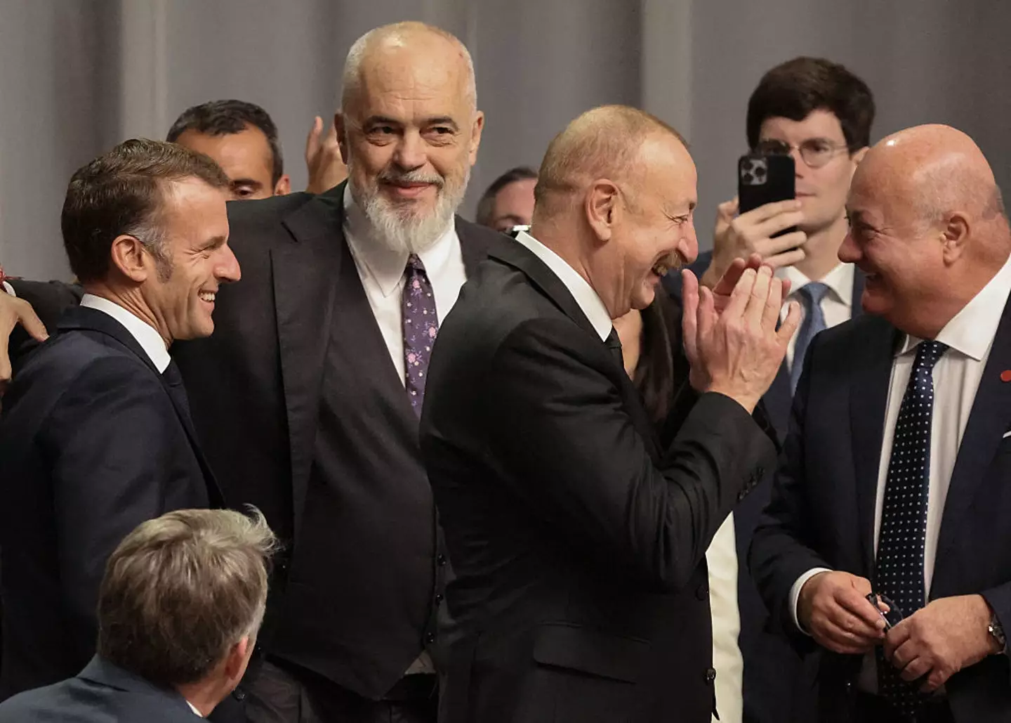 The EU leaders could be seen sharing a joke about the matter (LUDOVIC MARIN/AFP via Getty Images)