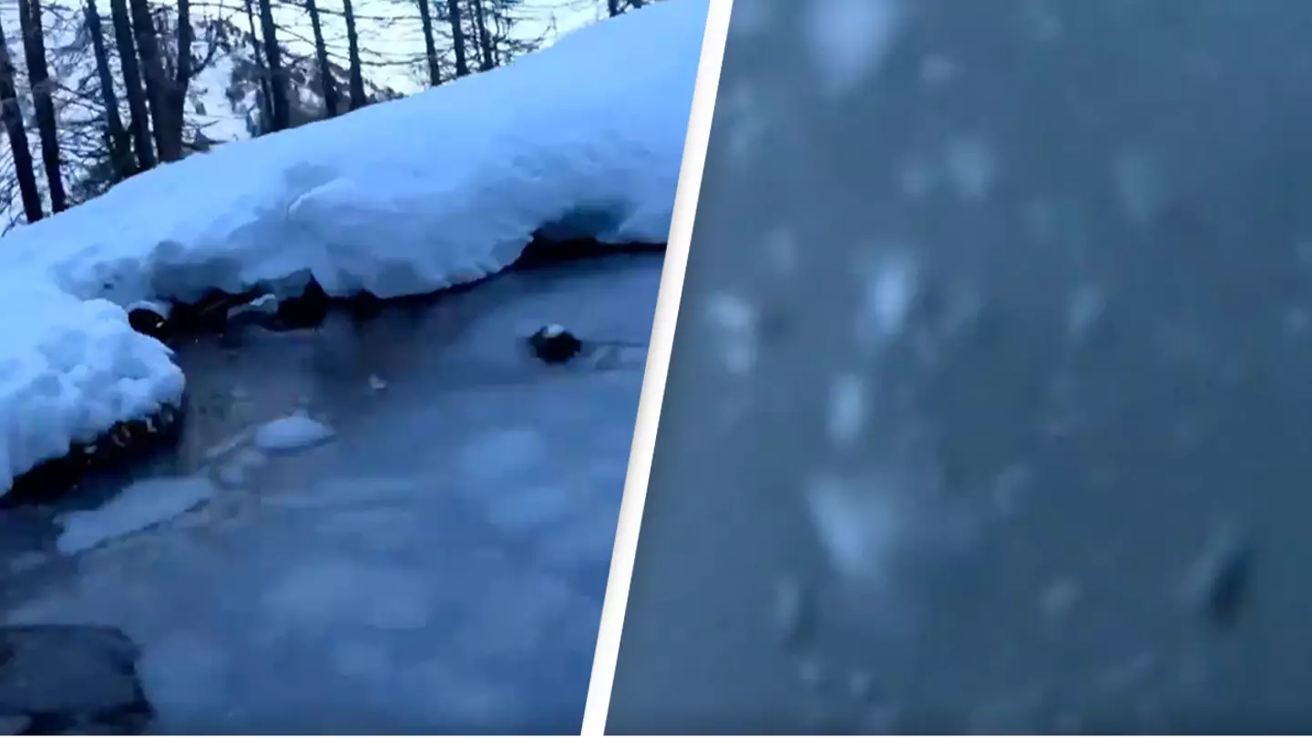 Terrifying moment Twitch streamer falls through frozen lake after bike accident