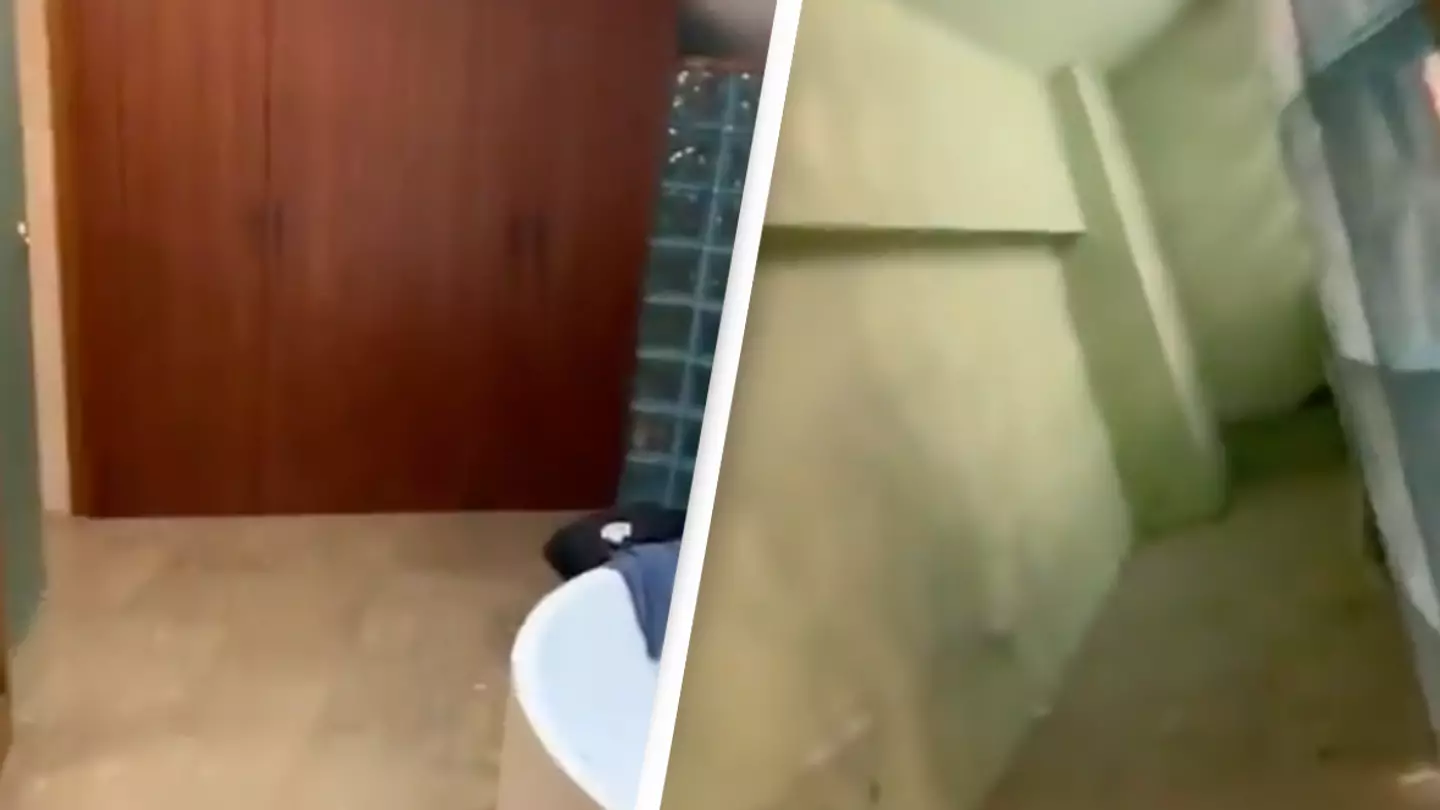 Terrifying moment man finds hidden corridors in his hotel room