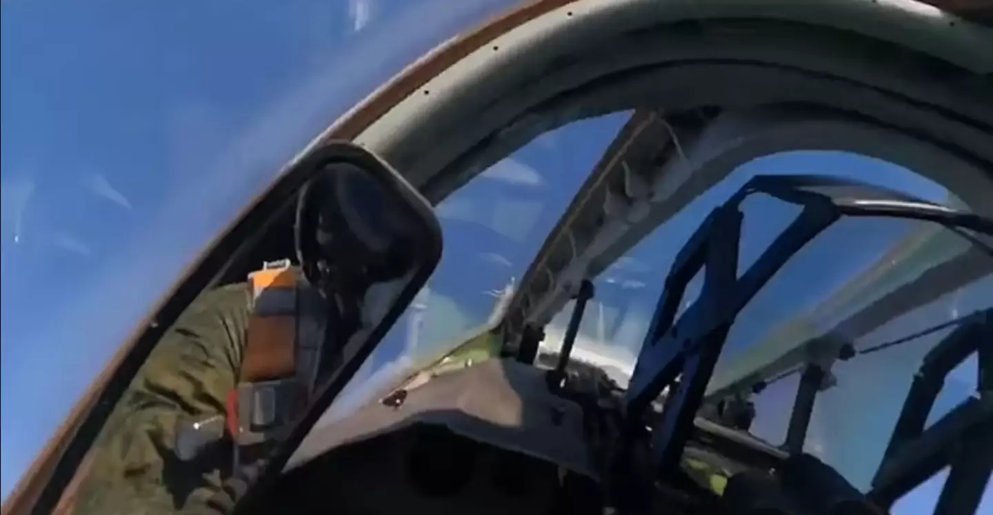 The shocking footage shows the pilot ejecting the aircraft.