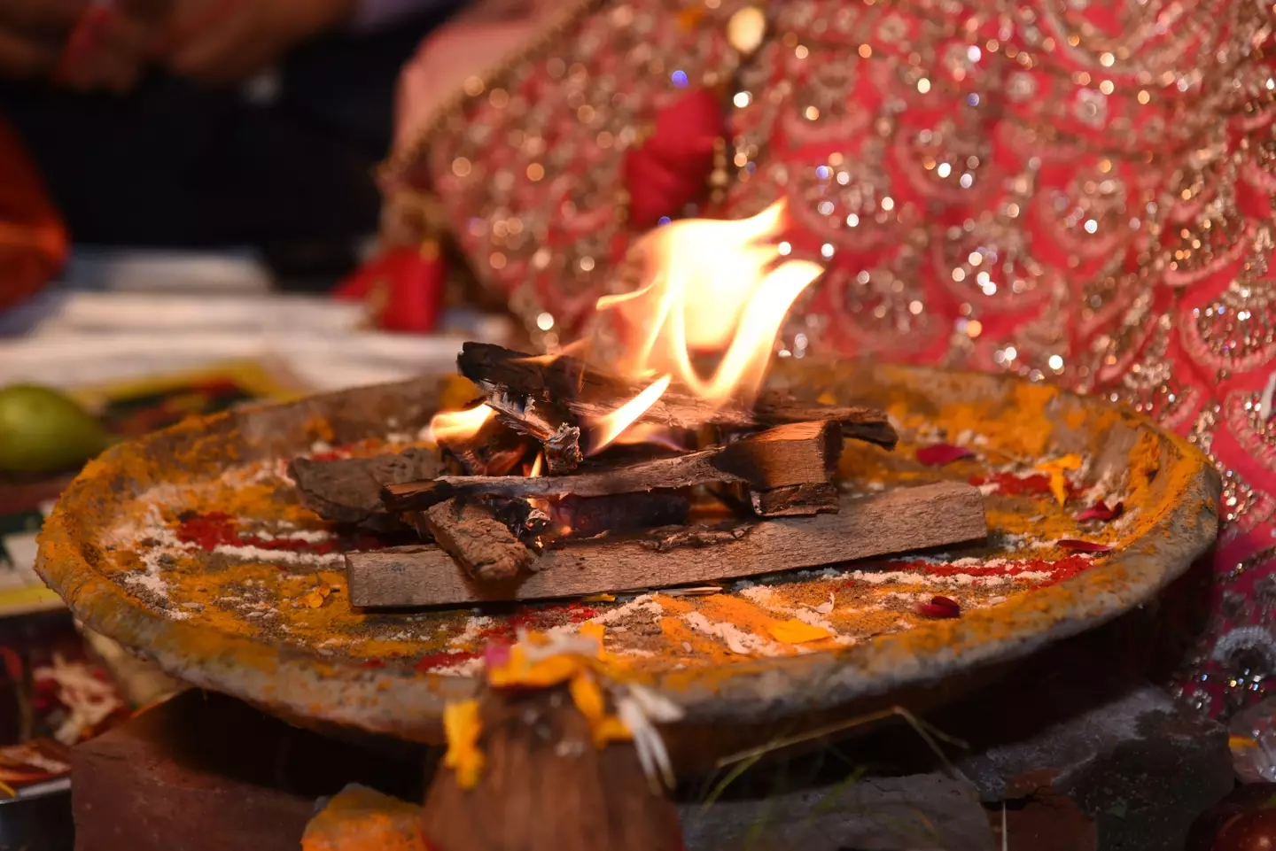 The wedding pheras are a traditional part of Hindu weddings.