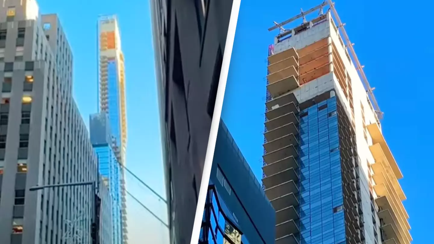 Abandoned tilting $272m skyscraper still left half-finished eight years on