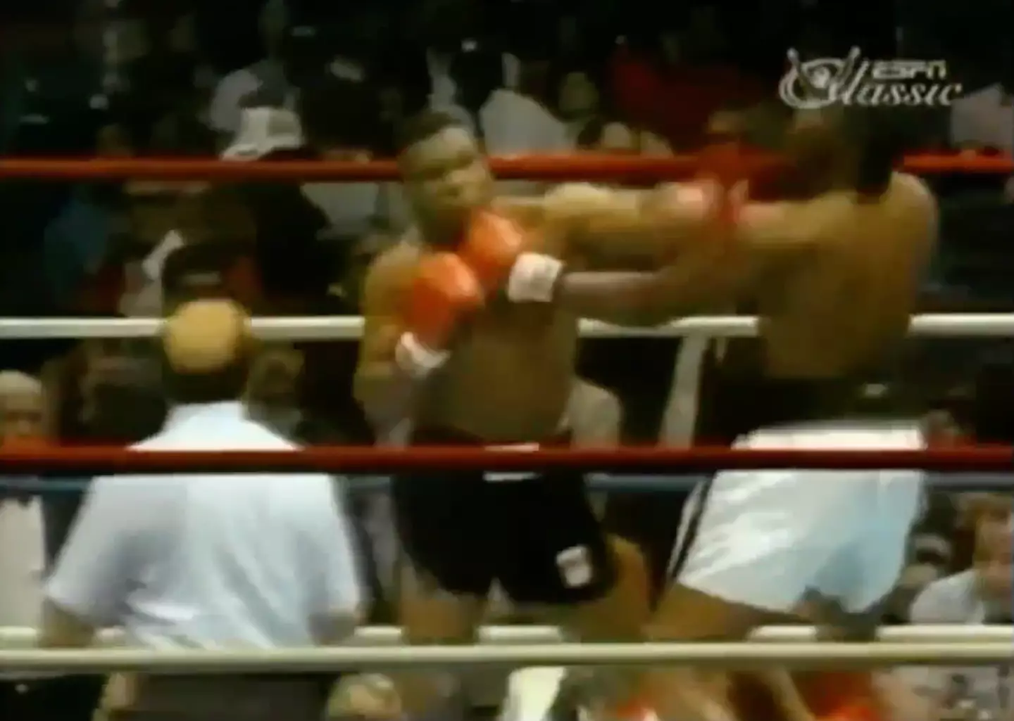 Tyson lands the punch.