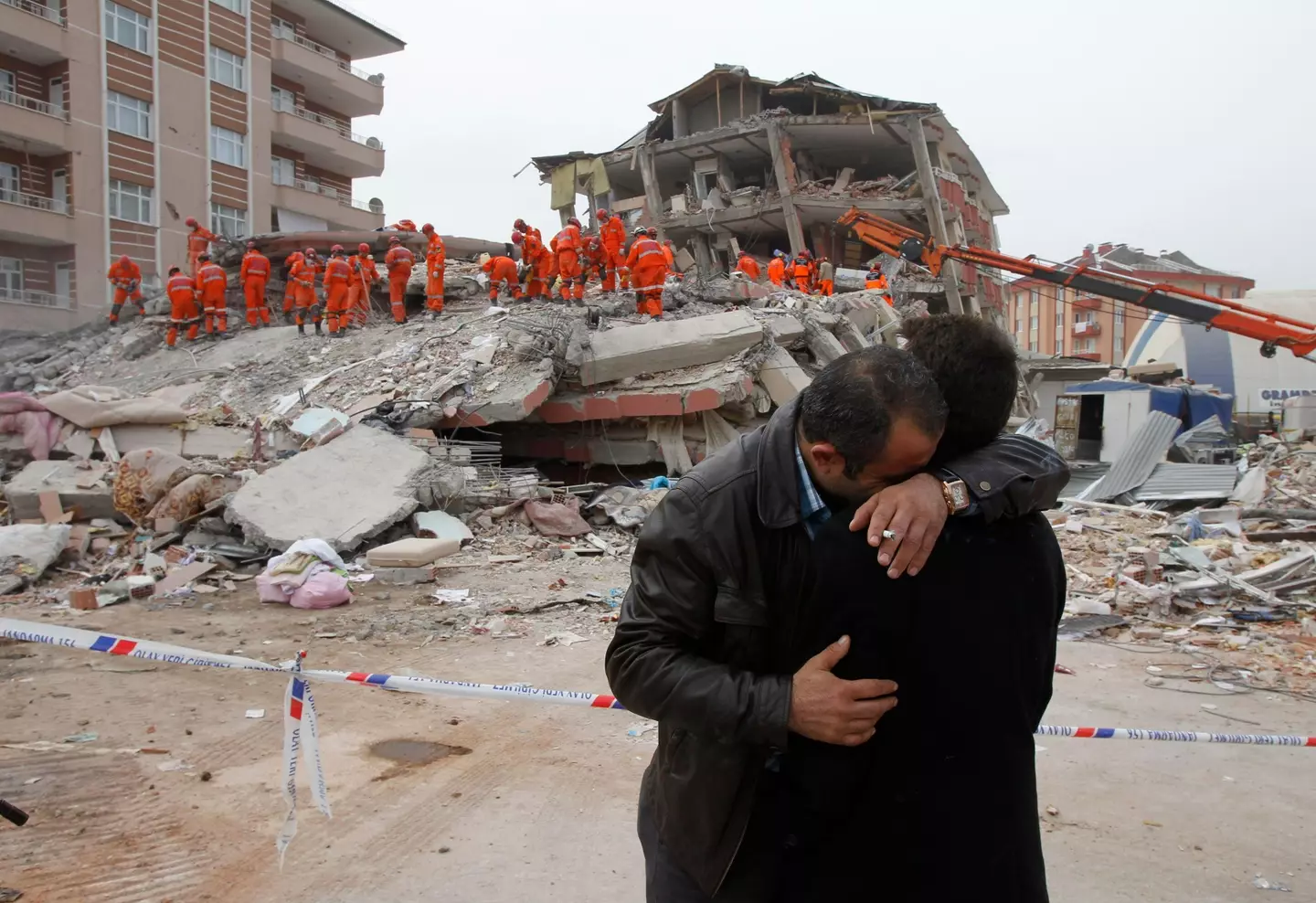 Rescuers have been working to find people trapped under rubble.