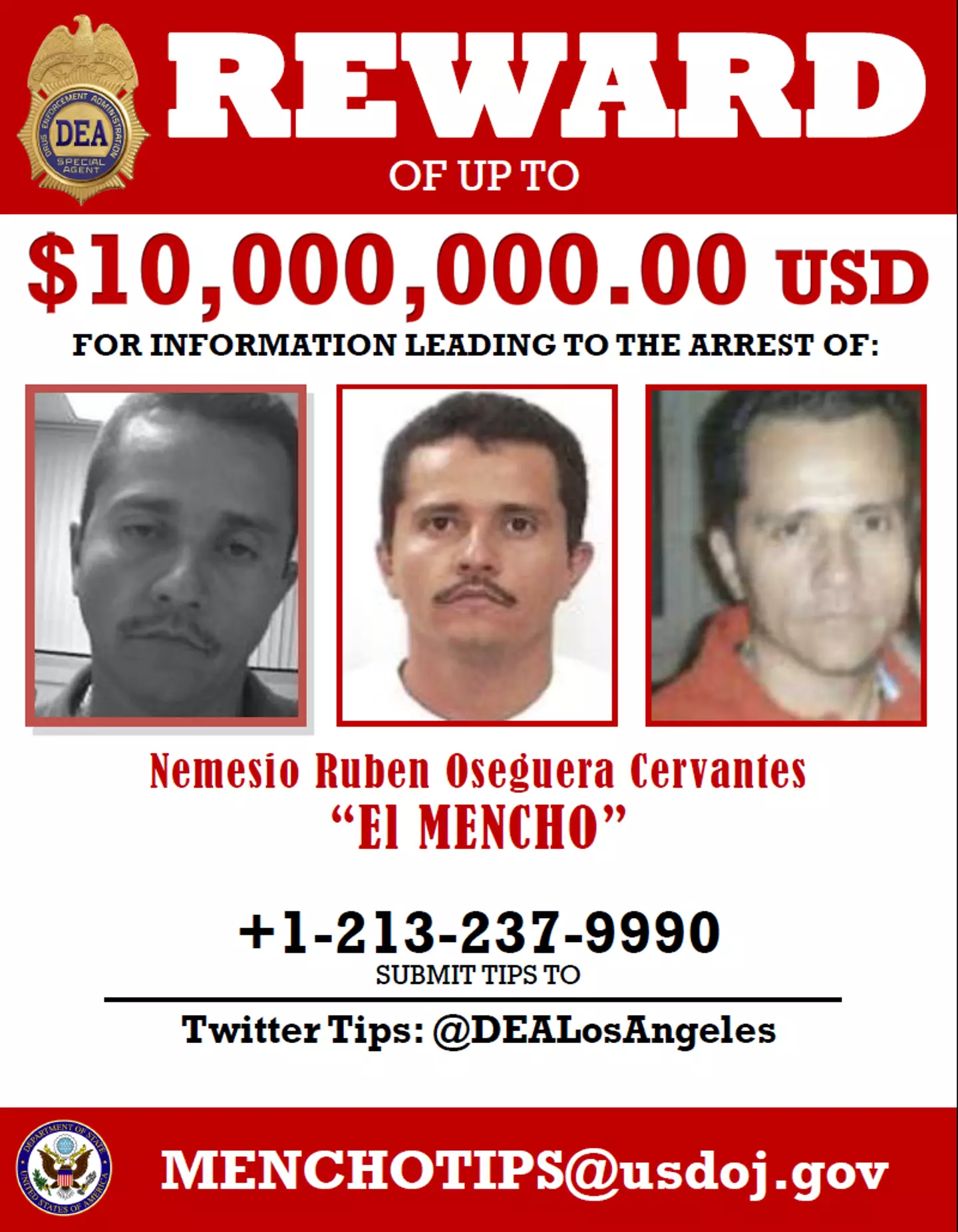 The US government has offered a $10 million reward.