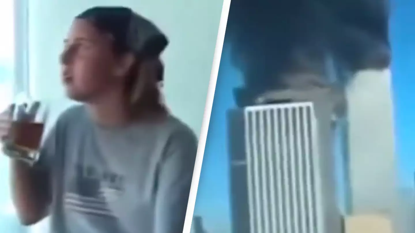 Harrowing footage shows student's reaction to the World Trade Center collapsing outside their window