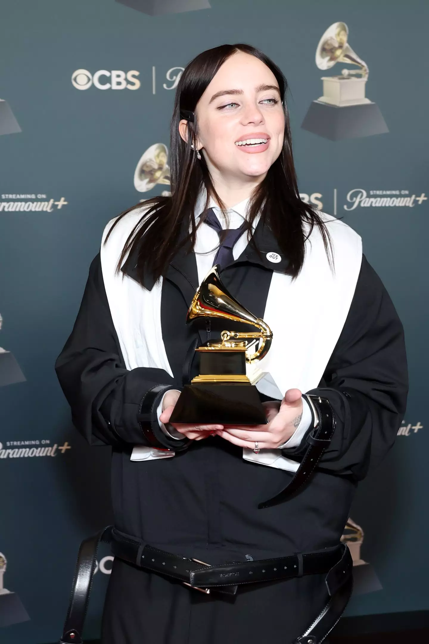 Billie Eilish spoke out against ICE in her Grammys acceptance speech (Leon Bennett/Getty Images for The Recording Academy)