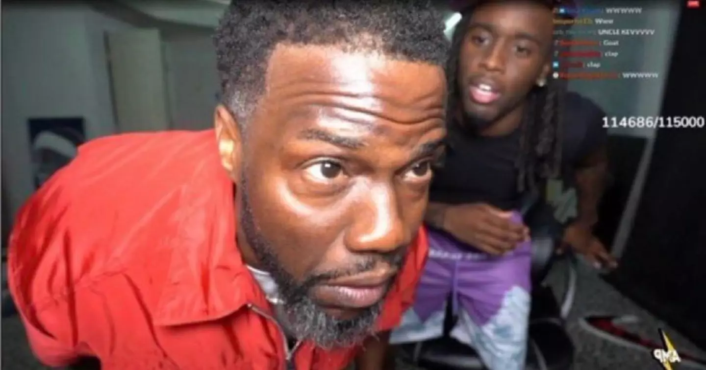 Kevin Hart made a recent appearance on a livestream with Twitch creator Kai Cenat. (Twitch/Kai Cenat)