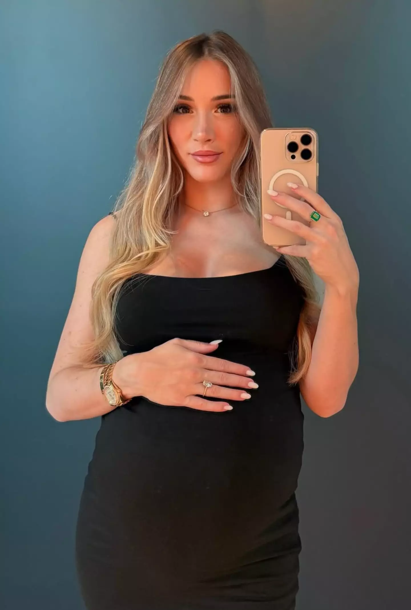 Mikhaila Peterson, pictured pregnant in March, adopted a strictly carnivorous diet due to autoimmune responses she was having from eating certain foods (Instagram/mikhailapeterson)