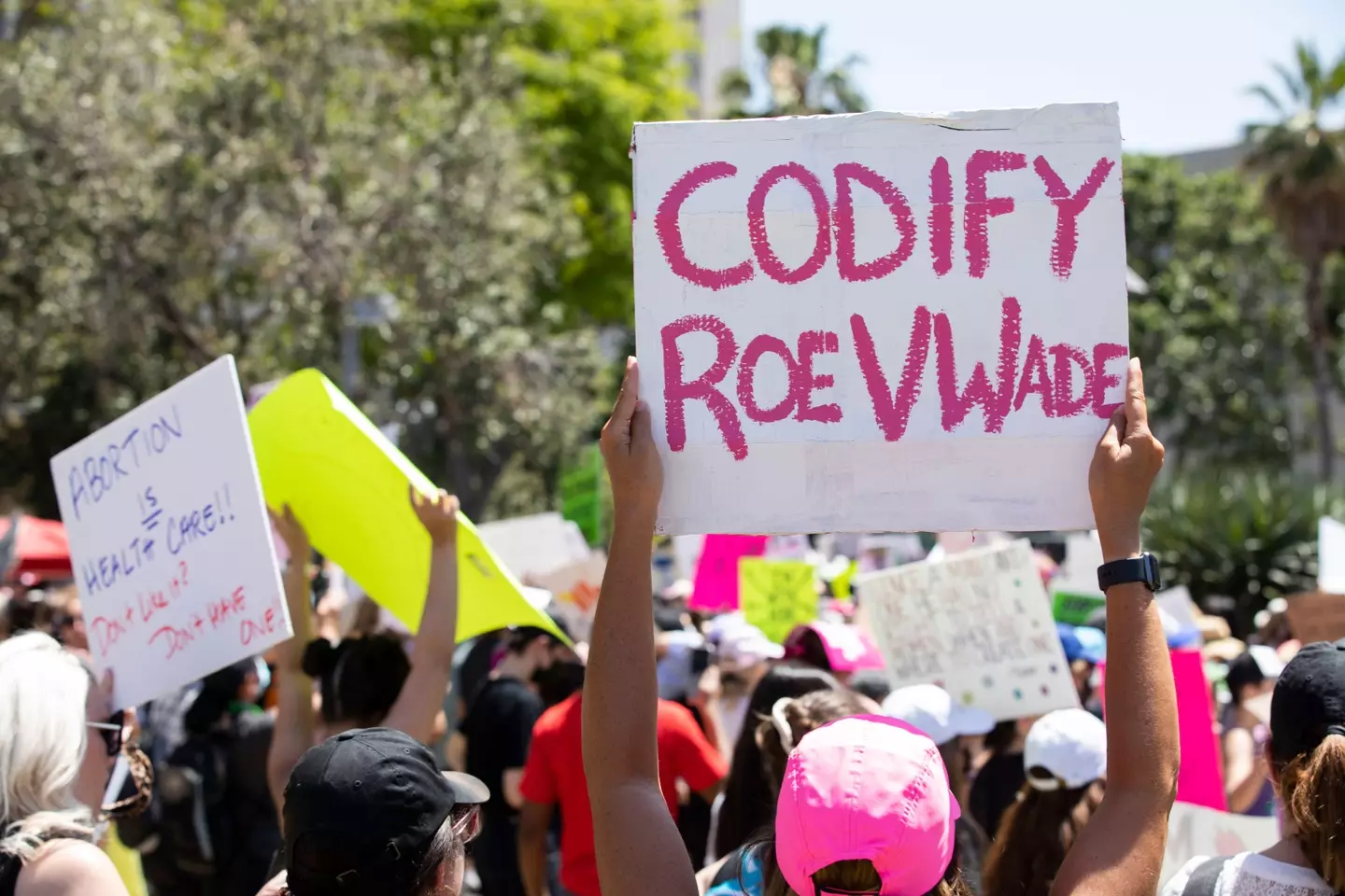 People took to the streets to protest the overturning of Roe V Wade.