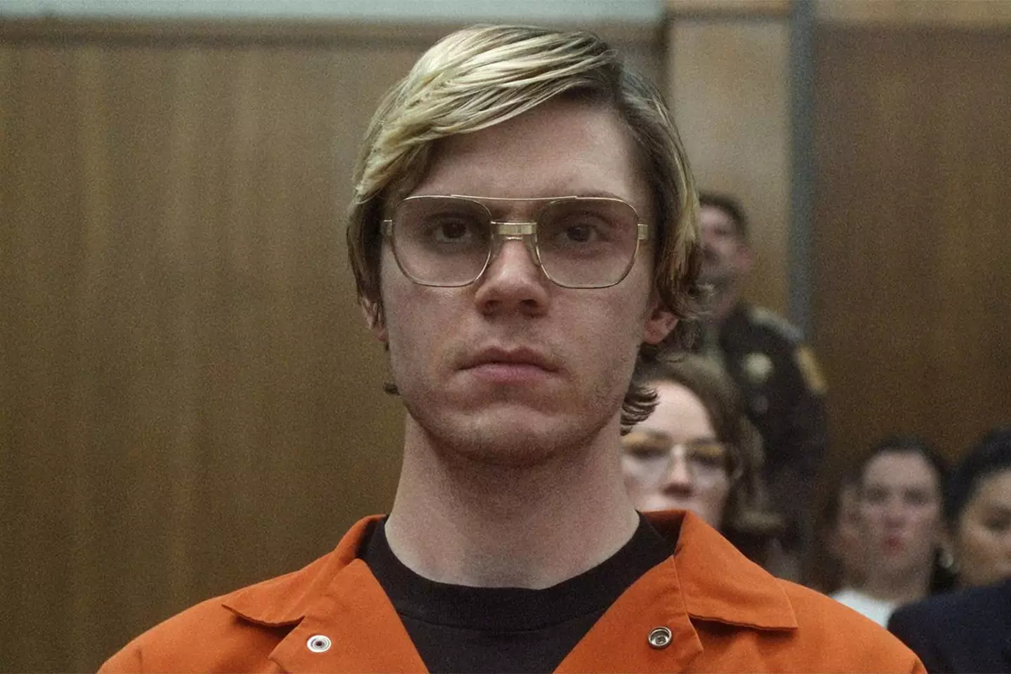 Evan Peters as Jeffrey Dahmer.