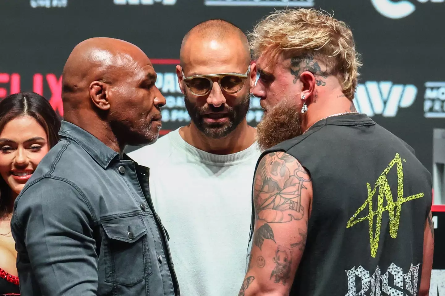 The pair were separated by security when Tyson slapped Paul (Brett Carlsen/Getty Images for Netflix)
