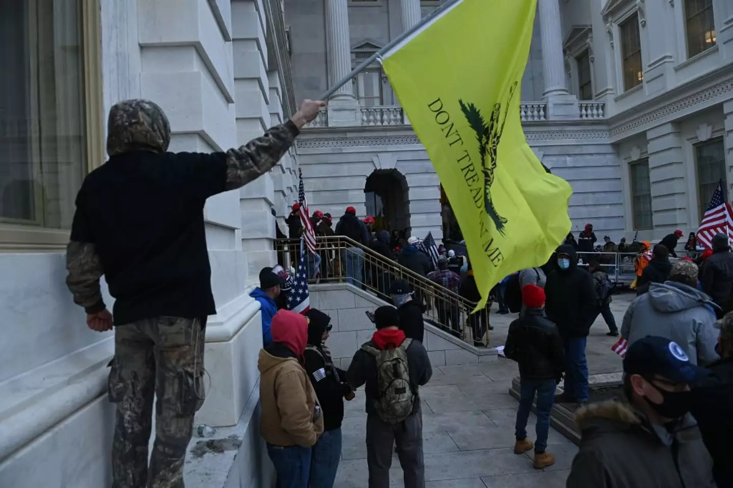 Trump supporters clash with police and security forces as they storm the US Capitol in Washington, DC on January 6, 2021 (BRENDAN SMIALOWSKI/AFP via Getty Images)