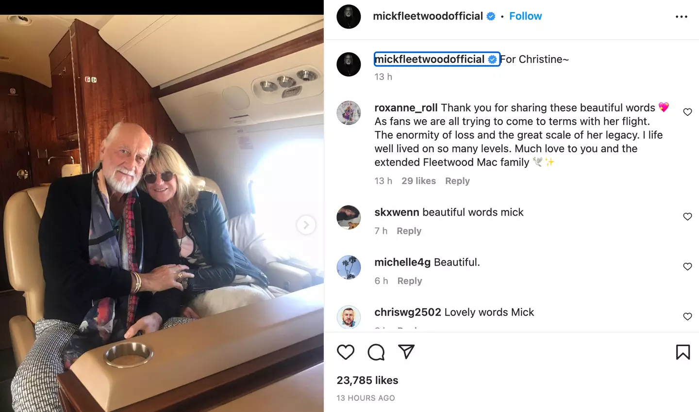 Fleetwood shared his eulogy after a service for McVie.