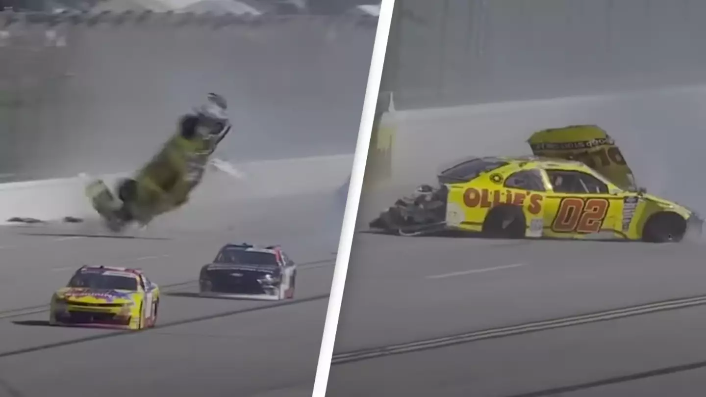 NASCAR driver Blaine Perkins flips six times after car goes flying in scary collision