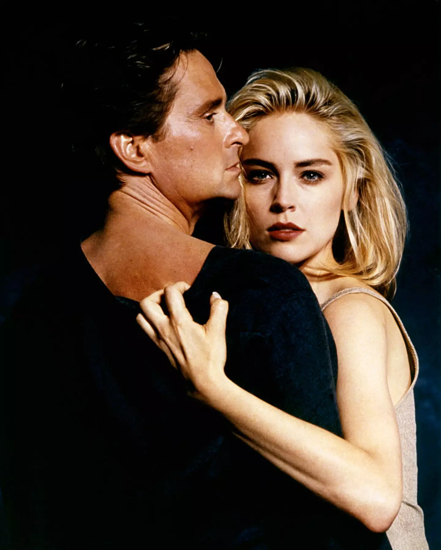 Douglas on the set of Basic Interest with Sharon Stone (Sunset Boulevard/Corbis via Getty Images)