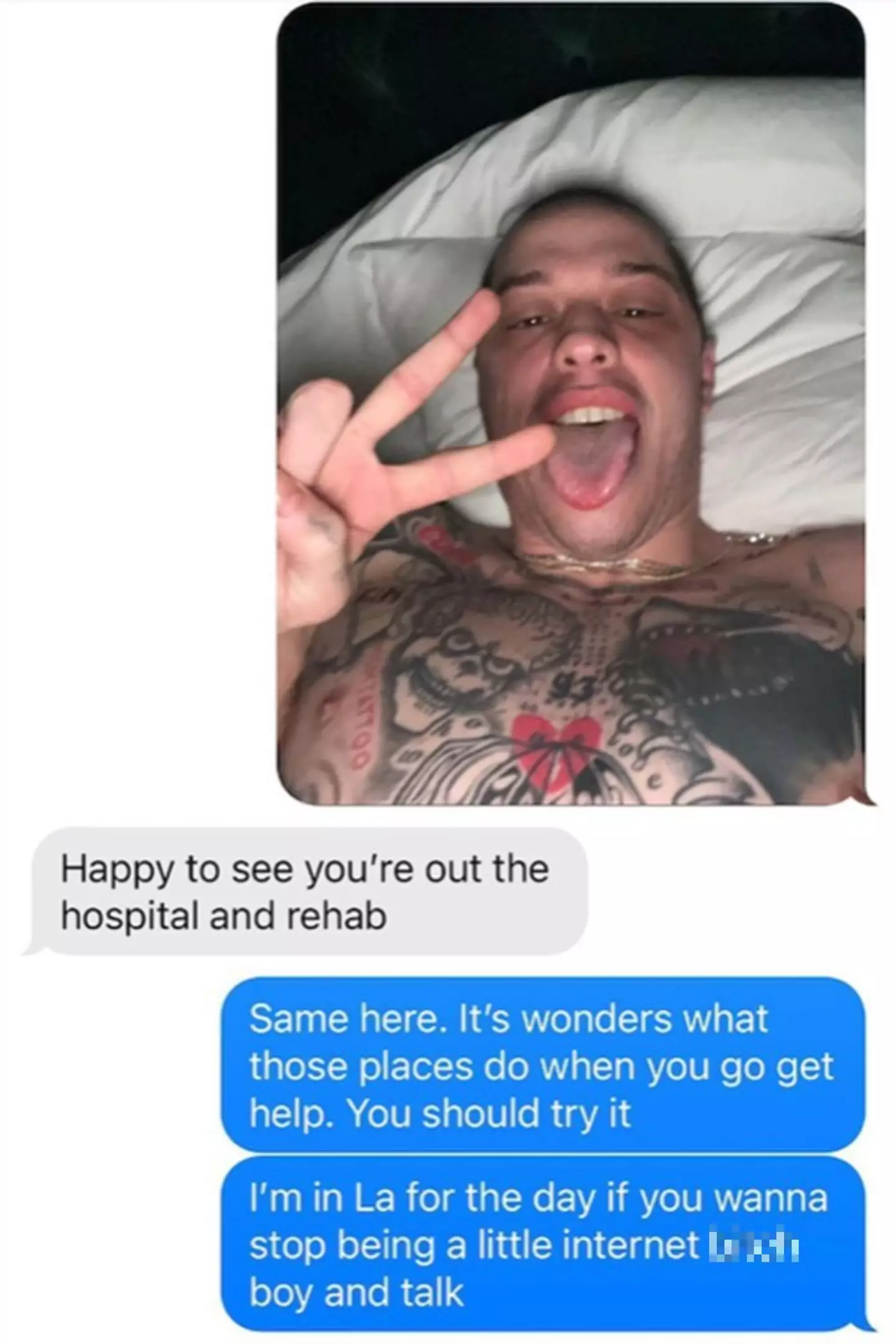 Pete Davidson's alleged text messages to Ye (Dave Sirus/Instagram)