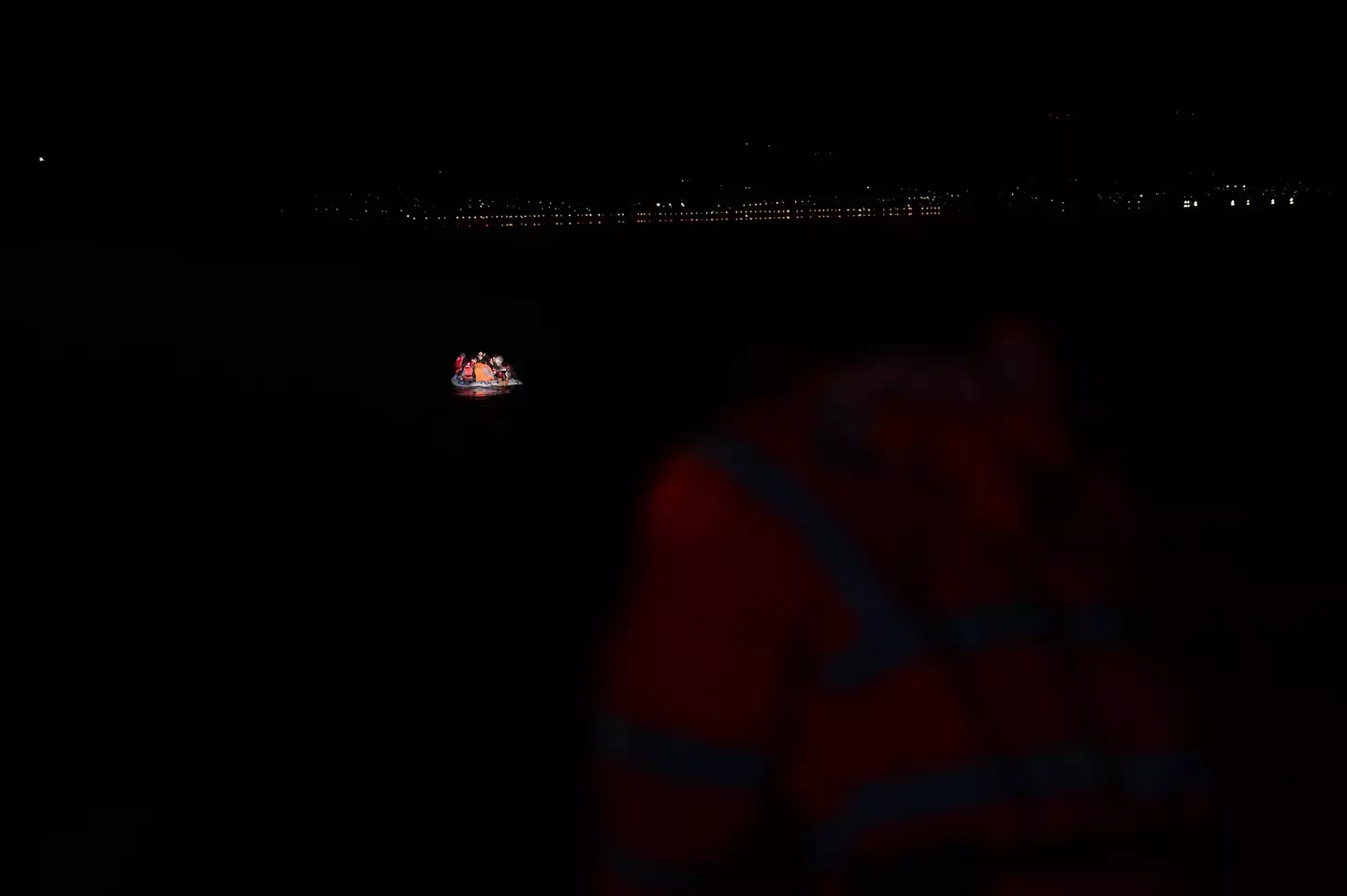 A migrant boat off the coast of Turkey.