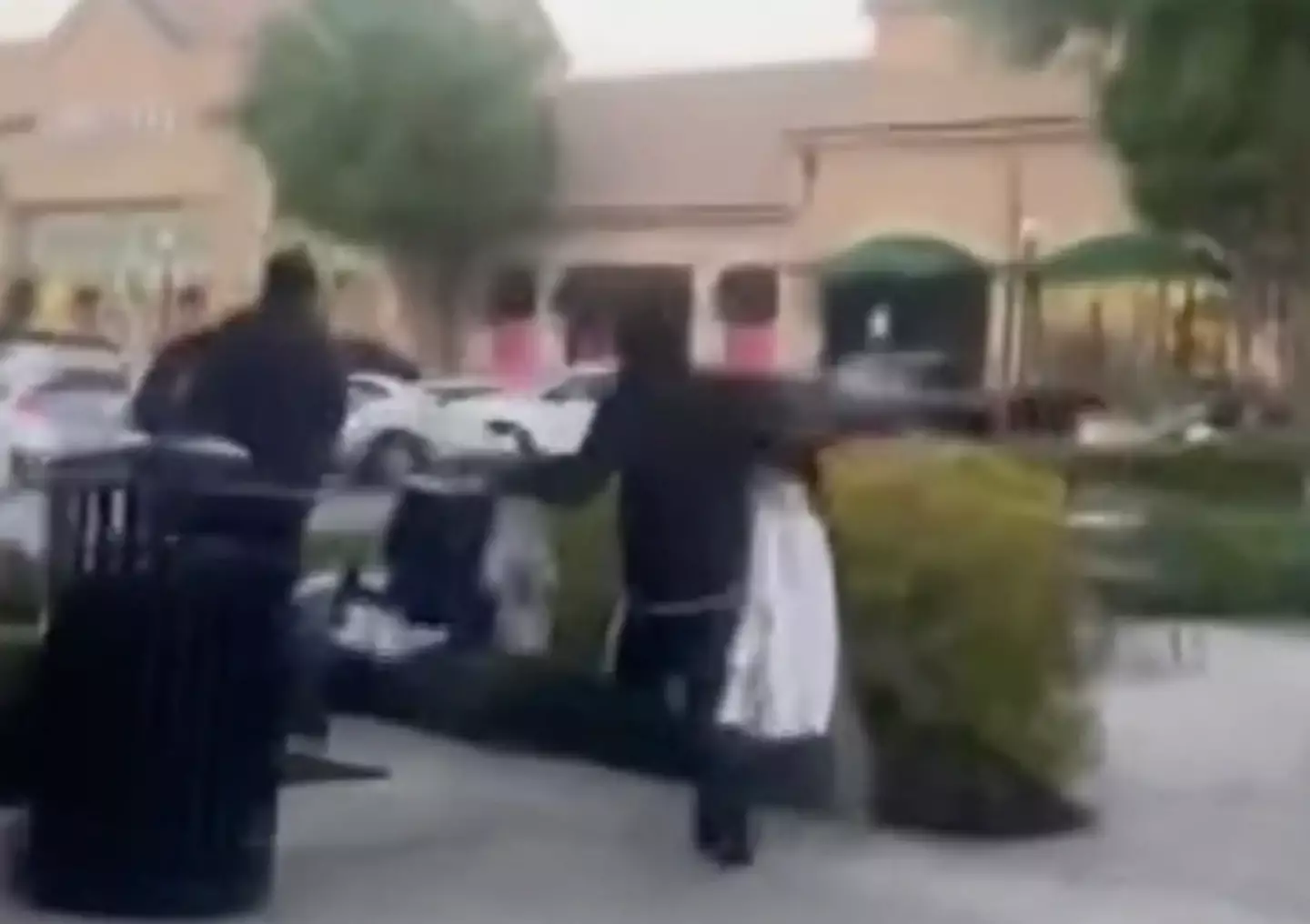 The women followed the thieves outside.