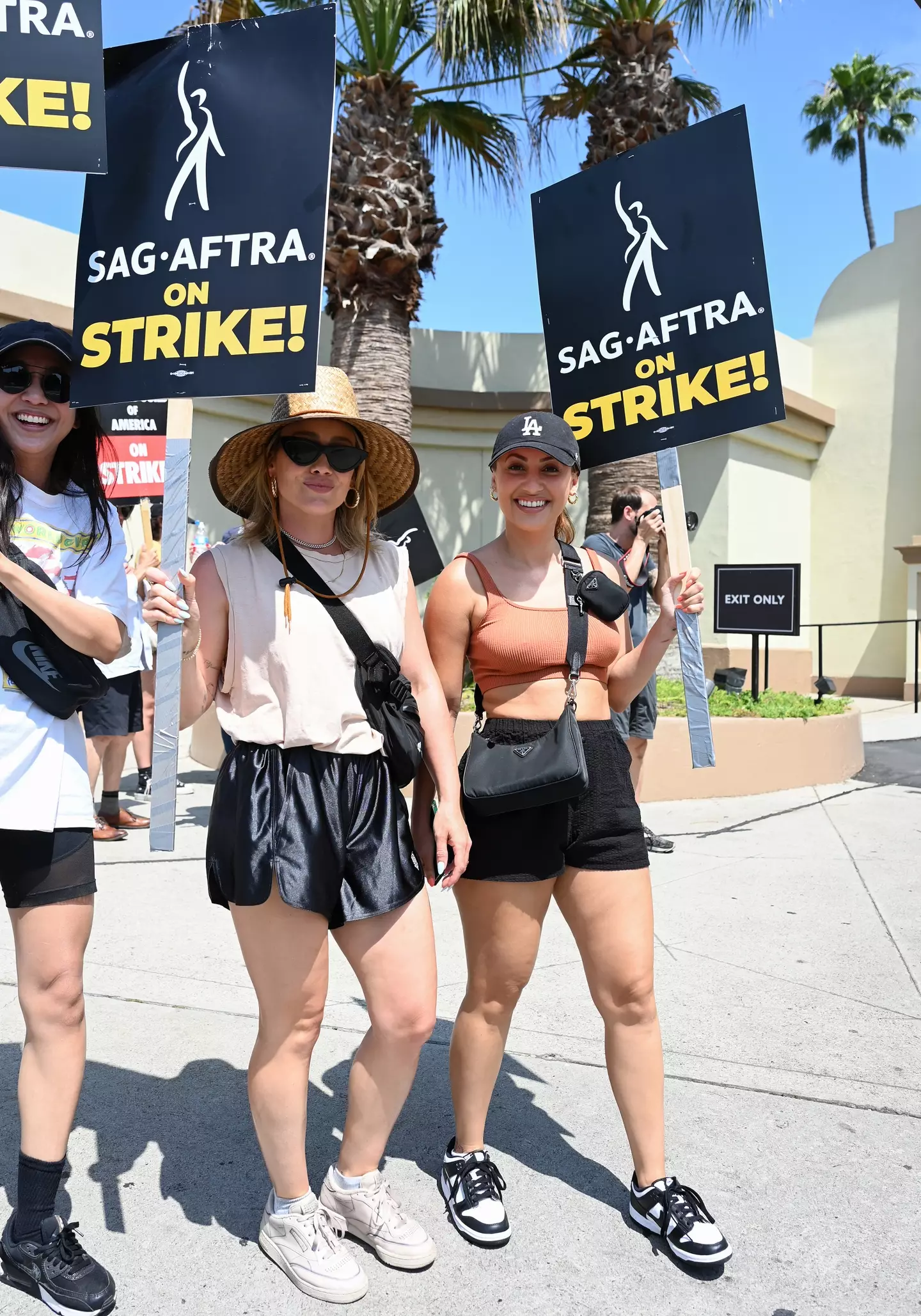 Hilary Duff and co-star Francia Raisa during the SAG-AFTRA strikes.