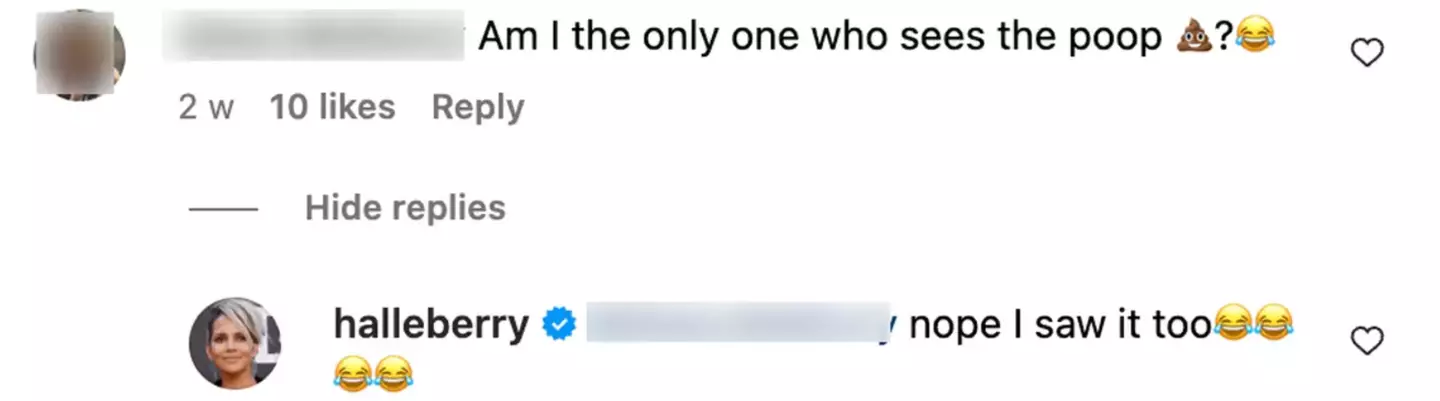 The actress didn't deny that it was poo in the picture.