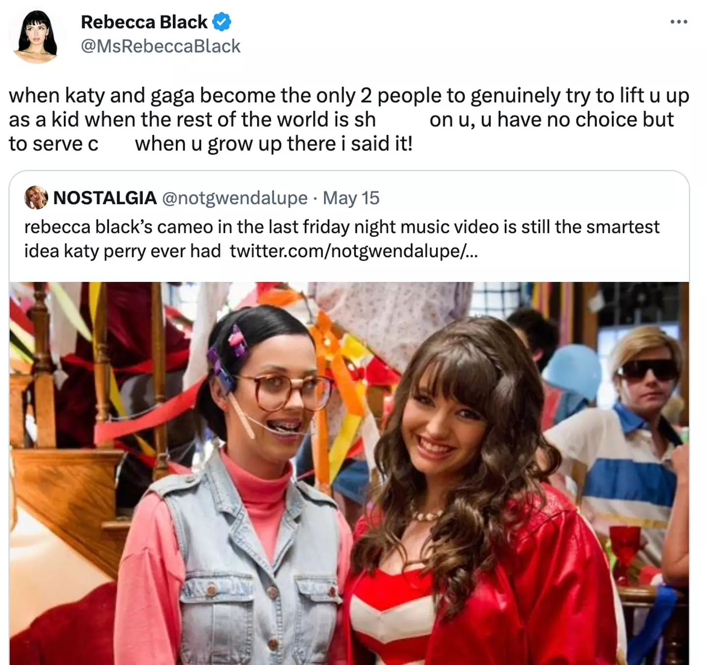 Rebecca Black says only two people supported her after 'Friday'.