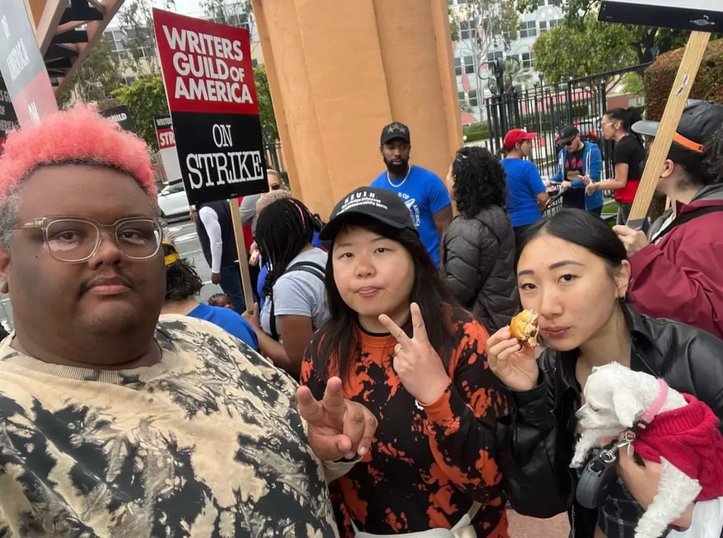 Cody Ziglar, left, on the picket line.