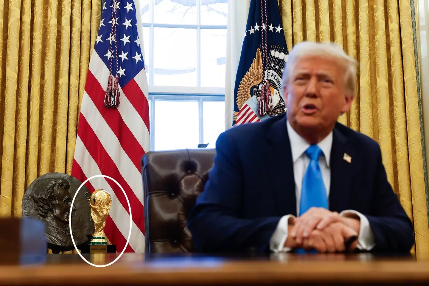 People have spotted that Donald Trump has the World Cup in his office (Anna Moneymaker/Getty Images)