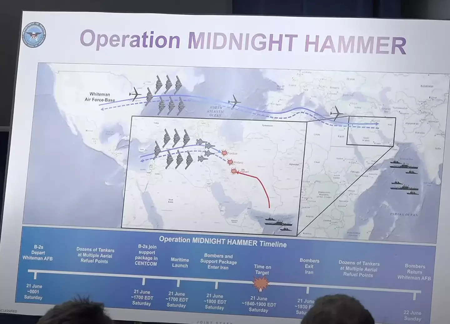 The strikes were part of the US Department of Defense's 'Operation Midnight Hammer' (Department of Defense)
