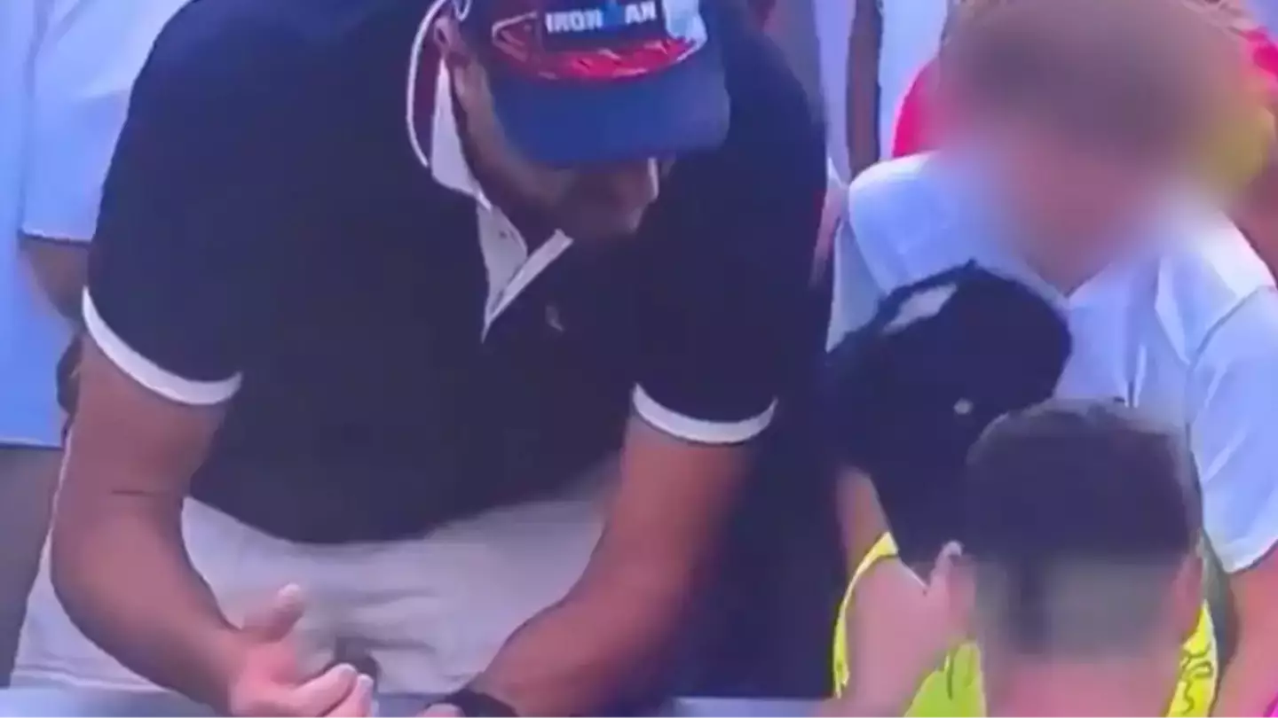 Grown man caught live on TV doing controversial act to child during US Open now identified